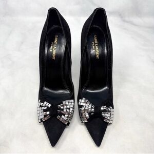 Saint Laurent Black Heels with Silver Accents
